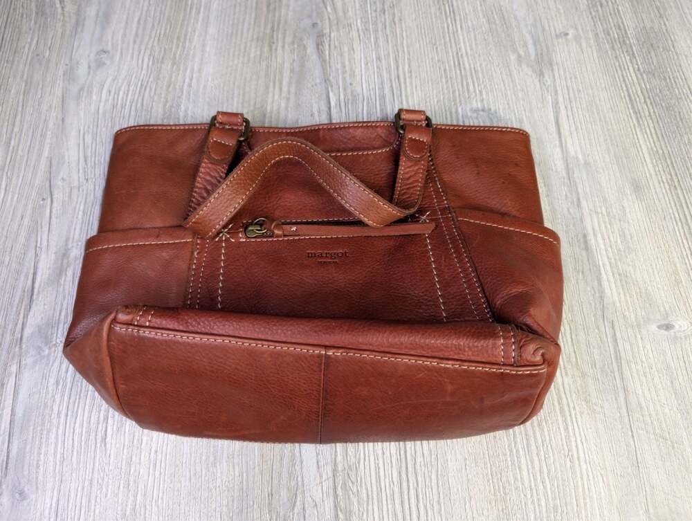 MARGOT New York Cognac Genuine Soft Leather Shoulder Bag